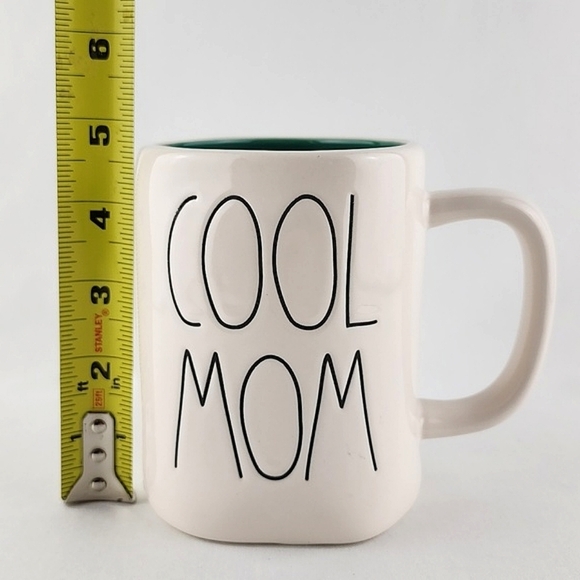 ⭐️2/ $50⭐️ Rae Dunn Artisan Ceramic White Green Mug COOL MOM Large Letters - Picture 9 of 10